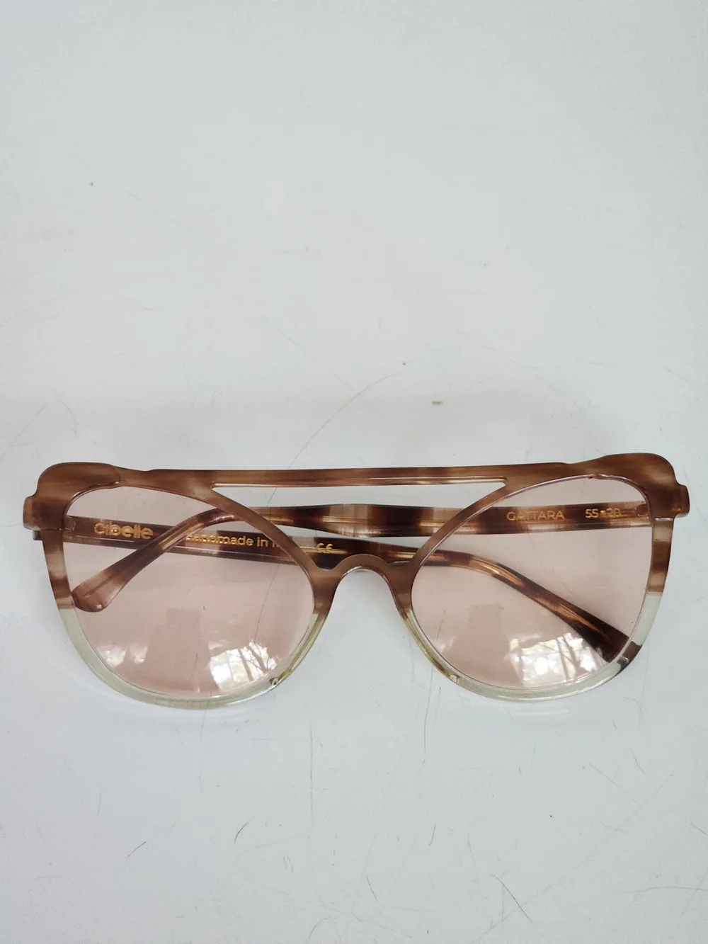 CIBELLE Cat‎ Eye Tortoiseshell Sunglasses Pink Gradient Lenses Handmade In Italy